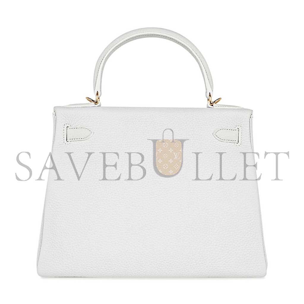 HERMÈS MASTER KELLY 28 WHITE BAG GOLD HARDWARE LEATHER (28*22*10cm) 